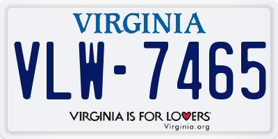 VA license plate VLW7465