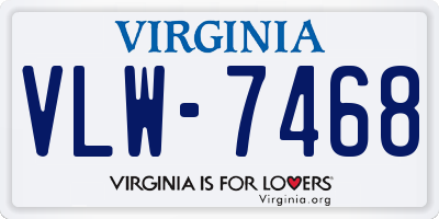 VA license plate VLW7468