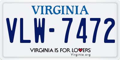 VA license plate VLW7472