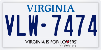 VA license plate VLW7474