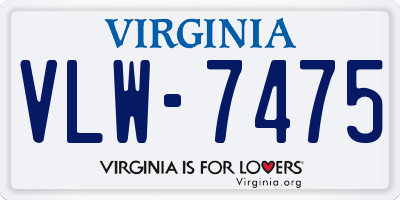 VA license plate VLW7475