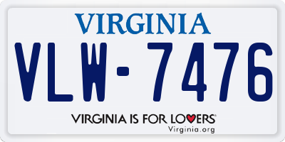 VA license plate VLW7476