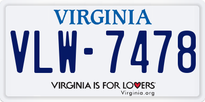 VA license plate VLW7478