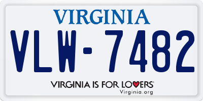 VA license plate VLW7482