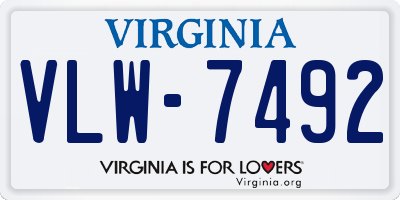 VA license plate VLW7492