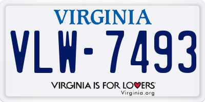 VA license plate VLW7493