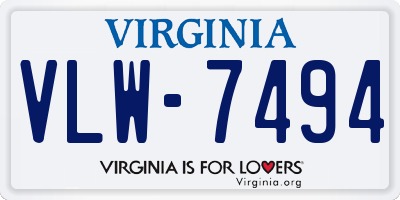 VA license plate VLW7494