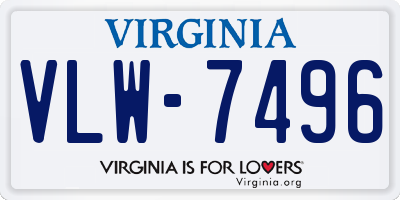 VA license plate VLW7496