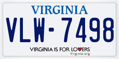 VA license plate VLW7498