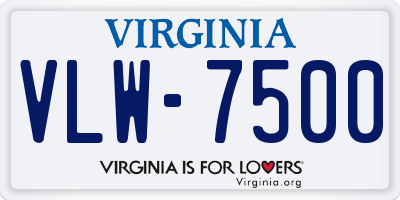 VA license plate VLW7500