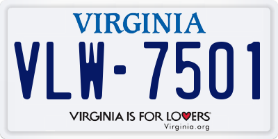 VA license plate VLW7501