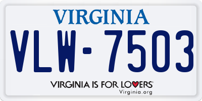 VA license plate VLW7503