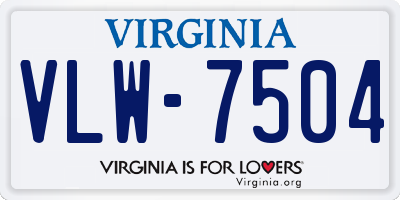 VA license plate VLW7504