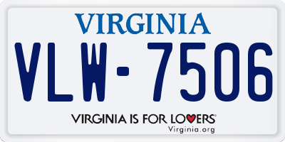 VA license plate VLW7506