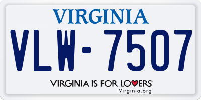 VA license plate VLW7507