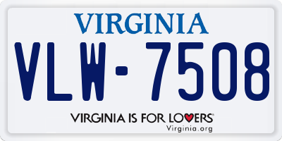 VA license plate VLW7508