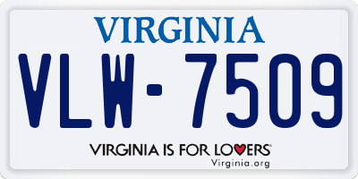 VA license plate VLW7509