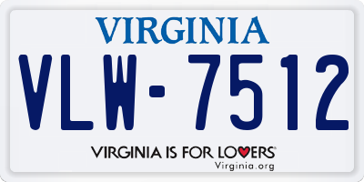 VA license plate VLW7512