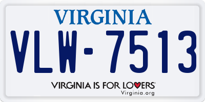 VA license plate VLW7513