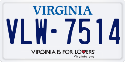 VA license plate VLW7514