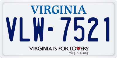 VA license plate VLW7521