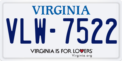 VA license plate VLW7522