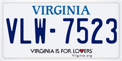 VA license plate VLW7523