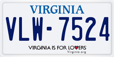 VA license plate VLW7524