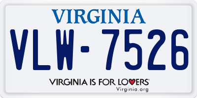 VA license plate VLW7526