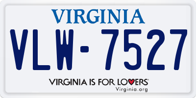 VA license plate VLW7527