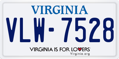 VA license plate VLW7528