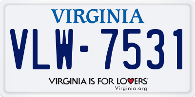 VA license plate VLW7531