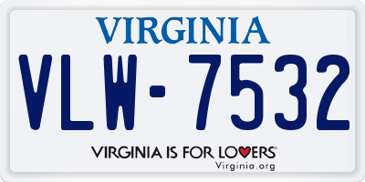 VA license plate VLW7532