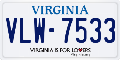 VA license plate VLW7533