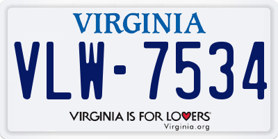 VA license plate VLW7534