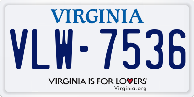 VA license plate VLW7536