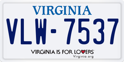 VA license plate VLW7537