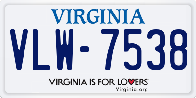 VA license plate VLW7538