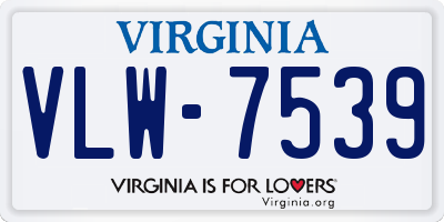 VA license plate VLW7539