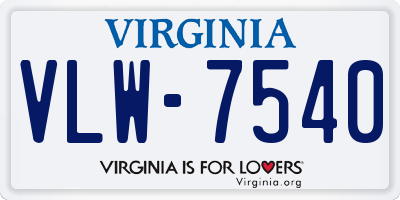 VA license plate VLW7540