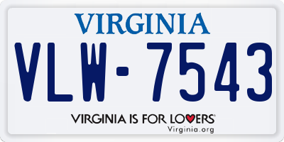 VA license plate VLW7543