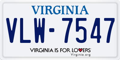 VA license plate VLW7547