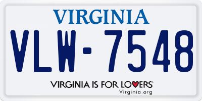 VA license plate VLW7548