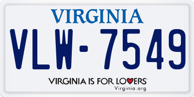 VA license plate VLW7549