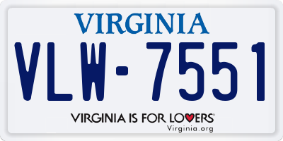 VA license plate VLW7551