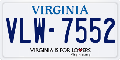 VA license plate VLW7552