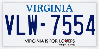 VA license plate VLW7554