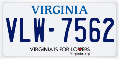 VA license plate VLW7562