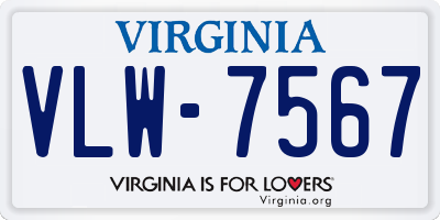 VA license plate VLW7567