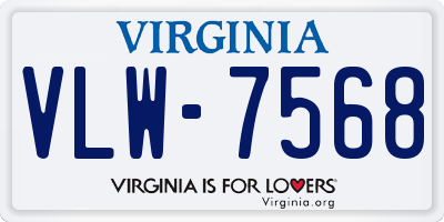 VA license plate VLW7568